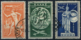 1954-Greece-"NATO" Airpost- Complete Set Used/usH (1200dr. W/"Plateia Syntagmatos Square" & 4000dr. W/ Rural Dotted Pmk) - Oblitérés