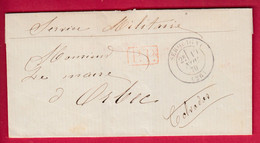 GUERRE 1870 SERQUIGNY EURE 13.11.1870 SERVICE MILITAIRE PP ROUGE POUR ORBEC CALVADOS LETTRE COVER - Oorlog 1870