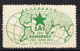 Austria 1955 Esperanto Danube Linz, Vignette Label - Ungebraucht