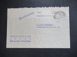 BRD 15.11.1948 Violetter Stempel Ra2 Gebühr Bezahlt Drucksache Ortsbrief Darmstadt Inhalt Reichsmark Guthaben - Briefe U. Dokumente