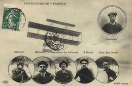 LES PILOTES DU "FARMAN " Farman Chavez Efimoff Bruneau De Labotir Trtatd Cab Den Born RV - Airmen, Fliers