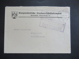 Österreich 1956 Burgenländische Landwirtschaftkammer Stempel Porto Bar Bezahlt Ortsbrief Eisenstadt Mit Inhalt - Brieven En Documenten