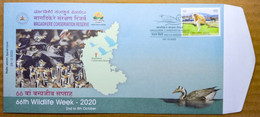 INDIA 2020 66th WILDLIFE WEEK, BAR HEADED GEESE, MIGRATED BIRDS, DUCKS, MAGADIKERE NATIONAL PARK...SPECIAL COVER - Ganzen