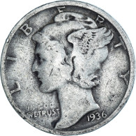 Monnaie, États-Unis, Dime, 1936 - 1916-1945: Mercury (Mercurio)