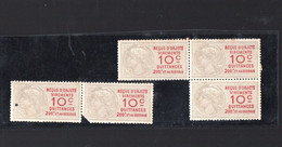 Lot De 4 Timbres Fiscaux QUITTANCE (+ 1 Abimé) Neufs Avec Gomme (extrait De Carnet) (PPP40006) - Stamps