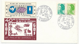 FRANCE - 1ere Exposition PHILATEG MARSEILLE 27/28 Sept 1986 - Affr Liberté + Vignette Privée - Commemorative Postmarks