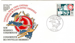 New Hebrides French 19764 Centenary Of UPU,  First Day Cover - FDC