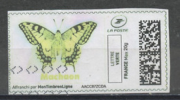 France - Frankreich Timbre Personnalisé Y&T N°MTEL LV20-104 - Michel N°BS(?) (o) - Papillon - Used Stamps