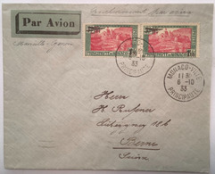 Monaco 1933 RARE Lettre Poste Aérienne PA1 Vol Par Avion MARSEILLE-GENÉVE>Bern, Suisse (P.A Cover Schweiz Brief Flugpost - Posta Aerea