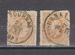 COB 33 Oblitération Centrale Simple Et Double Cercle TOURNAI - 1869-1883 Leopold II