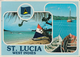 St. Lucia - Views - Beach - Surfer - 3x Nice Stamps - Saint Lucia