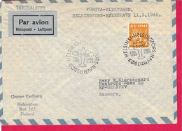 FINLAND - FIRST FLIGHT FROM HELSINKI TO KOBENHAVN *11.3.1948* SU BUSTA GRANDE - Cartas & Documentos