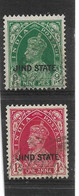 INDIA - JIND 1937 9p, 1a SG 111, 112 FINE USED Cat £4.75 - Jhind
