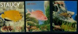 BHUTAN 1969 FISHES 3-D Stamps 3 Diff. High Value "AIR MAIL" Stamps MNH, As Per Scan - Errori Sui Francobolli