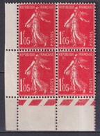 1924 - SEMEUSES - YVERT N° 195 ** MNH BLOCS De 4 ! - 1906-38 Säerin, Untergrund Glatt