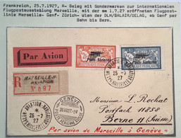 P.A1-2 SALON AVIATION+AUTOMOBILE MARSEILLE 1927lettre Par Avion>Bern(Poste Aérienne France Genéve Flugpost Schweiz Brief - 1927-1959 Briefe & Dokumente