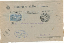 1930 BIGLIETTO URGENTE DI SERVIZIO IN FRANCHIGIA ESPRESSO 1,25 ESPRESSO FLOREALE ISOLATO - Marcofilie