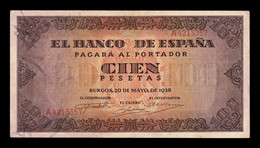 España Spain 100 Pesetas Burgos 1938 Pick 113 Serie A EBC XF - 100 Pesetas