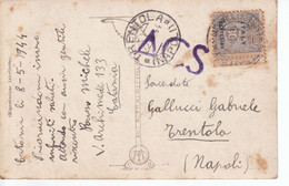 1944 Occup. Anglo-Americana Sicilia 30c Su Cartolina Di Assisi Da Catania A Trentola (Napoli, Oggi Caserta) + Timbro ACS - Britisch-am. Bes.: Sizilien