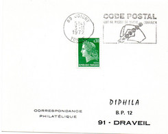 YONNE - Dépt N° 89 = JOIGNY 1972 =  FLAMME à DROITE =  SECAP Illustrée ' CODE POSTAL / Mot Passe' - Codice Postale