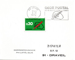 YONNE - Dépt N° 89 = JOIGNY 1972 =  FLAMME à DROITE CONCORDANTE = SECAP Illustrée ' CODE POSTAL / Mot Passe' - Codice Postale