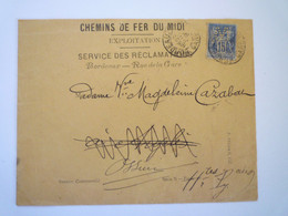 2022 - 4068  CHEMIN De FER Du MIDI  -  Enveloppe Avec Timbre Perforé  M  1891   XXX - Cartas & Documentos