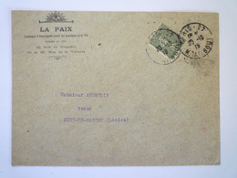 2022 - 4072  LA PAIX  -  Enveloppe Avec Timbre Perforé  1919  XXX - Covers & Documents