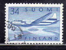 SUOMI FINLAND FINLANDIA FINLANDE 1958 AIR POST MAIL AIRMAIL CONVAIR OVER LAKES 34m USED USATO OBLITERE' - Used Stamps