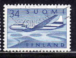 SUOMI FINLAND FINLANDIA FINLANDE 1958 AIR POST MAIL AIRMAIL CONVAIR OVER LAKES 34m USED USATO OBLITERE' - Oblitérés