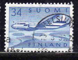 SUOMI FINLAND FINLANDIA FINLANDE 1958 AIR POST MAIL AIRMAIL CONVAIR OVER LAKES 34m USED USATO OBLITERE' - Usados