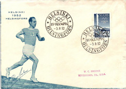 OLIMPIC GAMES - Helsinki - Finland 1952_ SUOMI FINLAND. 20 + 3 Mk Olympia 1952 On Official Decored Cover - Sommer 1952: Helsinki