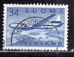 SUOMI FINLAND FINLANDIA FINLANDE 1958 AIR POST MAIL AIRMAIL CONVAIR OVER LAKES 34m USED USATO OBLITERE' - Usados