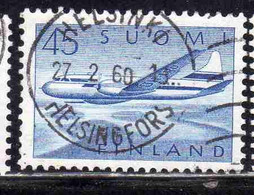 SUOMI FINLAND FINLANDIA FINLANDE 1958 AIR POST MAIL AIRMAIL CONVAIR OVER LAKES 34m USED USATO OBLITERE' - Used Stamps