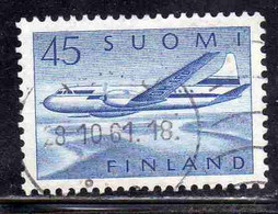 SUOMI FINLAND FINLANDIA FINLANDE 1958 AIR POST MAIL AIRMAIL CONVAIR OVER LAKES 34m USED USATO OBLITERE' - Used Stamps