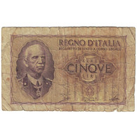 Billet, Italie, 5 Lire, KM:28, B - Regno D'Italia – 5 Lire