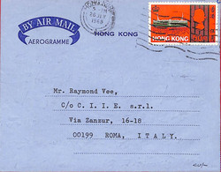 Aa6829 - HONG KONG - POSTAL HISTORY - AIRMAIL COVER  To ITALY  1968 - BOATS - Lettres & Documents