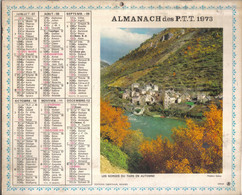 Calendrier Almanach Des P.T.T. 1973 Les Gorges Du Tarn En Automne - Tamaño Grande : 1971-80