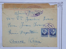 BI 2 ESPANA  BELLE LETTRE CENSUREE  RRR 1937  VALENCIA A ORAN  ALGERIE VIA ALGER +PAIRE DE TP+++ AFFRANCH. INTERESSANT - Republikeinse Censuur