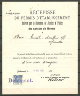 Vieux Papier De 1914 ( Récépissé Du Permis D'établissement ) - Documenti Storici