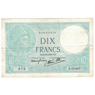 France, 10 Francs, Minerve, 1941, D.85462, TB, Fayette:07.30, KM:84 - 10 F 1941-1949 ''Mineur''