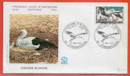 OISEAUX ECHASSIERS FRANCE LETTRE FDC DE 1973 - Fossielen