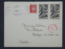 BI 2  FRANCE BELLE LETTRE RR    1943  PARIS A STEINBERGEN GERMANY +GRIFFE AE  ROUGE ++N° 583  AFFRANCH. PLAISANT - 1927-1959 Storia Postale