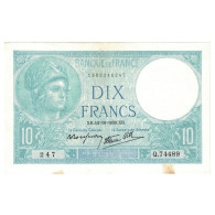 France, 10 Francs, Minerve, 1939, Q.74489, SUP, Fayette:07.11, KM:84 - 10 F 1916-1942 ''Minerve''