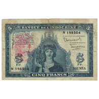 Billet, Condominium Des Nouvelles-Hébrides, 5 Francs, Undated (1945), Undated - Nouméa (Nuova Caledonia 1873-1985)