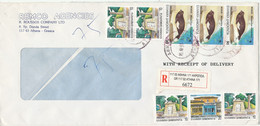 Greece Registered Cover Sent To Germany 16-4-1991 With More Topic Stamps - Briefe U. Dokumente