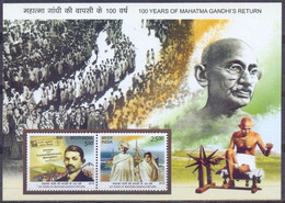 INDIA 2015 Centenary Of Return Mahatma Gandhi South Africa 2v MS MINIATURE SHEET MNH P.O Fresh & Fine - Otros & Sin Clasificación