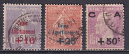 1928 - SERIE COMPLETE YVERT N° 248/250 OBLITERES !  - COTE = 85 EUR. - CAISSE AMORTISSEMENT - 1927-31 Sinking Fund