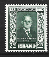 ISLANDE. N°240 De 1952. Président Bjornsson. - Neufs