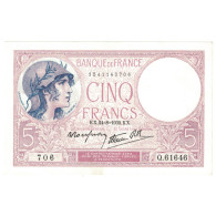 France, 5 Francs, Violet, 1939, Q.61646, SPL+, Fayette:04.07, KM:83 - 5 F 1917-1940 ''Violet''