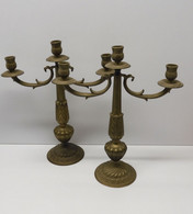 *JOLIE PAIRE DE BOUGEOIRS CANDELABRES à 3 FEUX En BRONZE Made In ITALY Bougie  E - Kandelaars, Kandelaars & Kandelaars